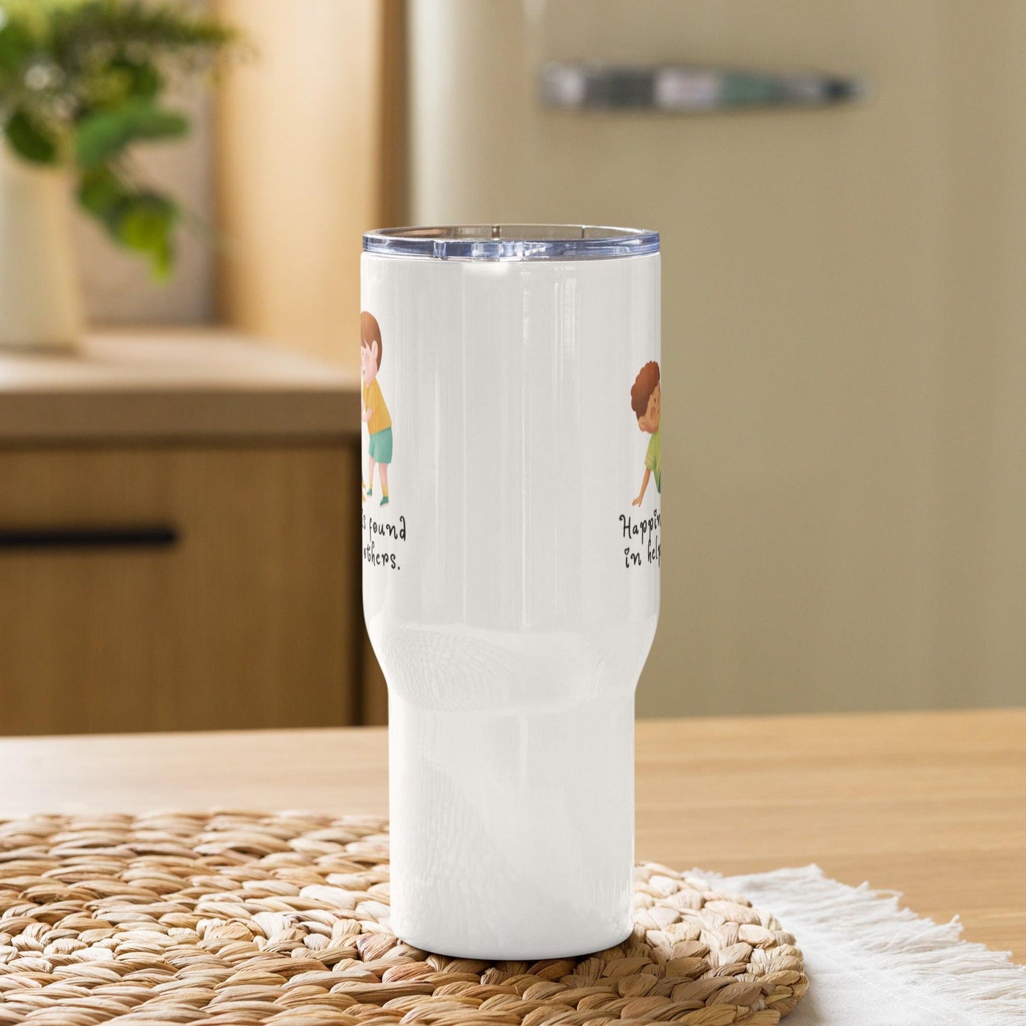 Happiness Is Found In Helping Others Printed Travel Mug