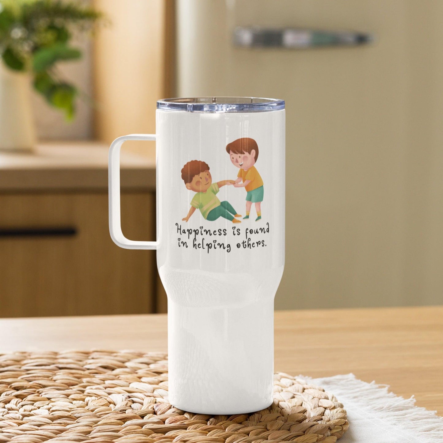 Happiness Is Found In Helping Others Printed Travel Mug