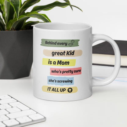 Behind Every Great Kid Is A Mom Printed Mug