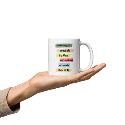 Behind Every Great Kid Is A Mom Printed Mug