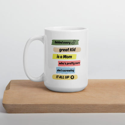 Behind Every Great Kid Is A Mom Printed Mug