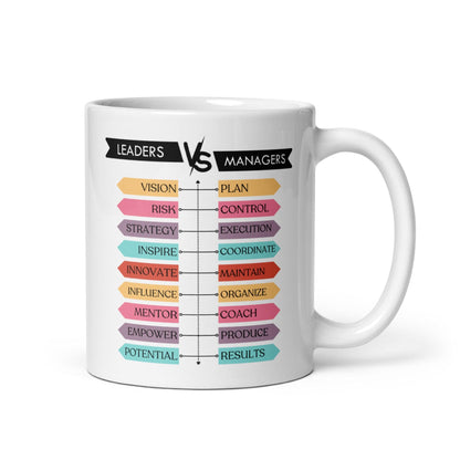 Leaders VS Managers Inspirational Printed Mug