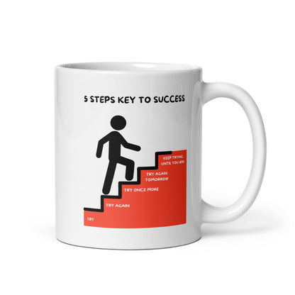 5 Steps To Success Quote Printed Mug