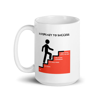 5 Steps To Success Quote Printed Mug