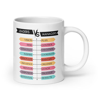 Leaders VS Managers Inspirational Printed Mug
