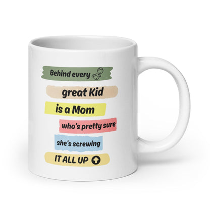 Behind Every Great Kid Is A Mom Printed Mug